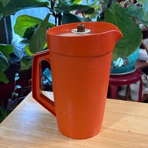 Vintage Orange Tupperware Pitcher with Lid